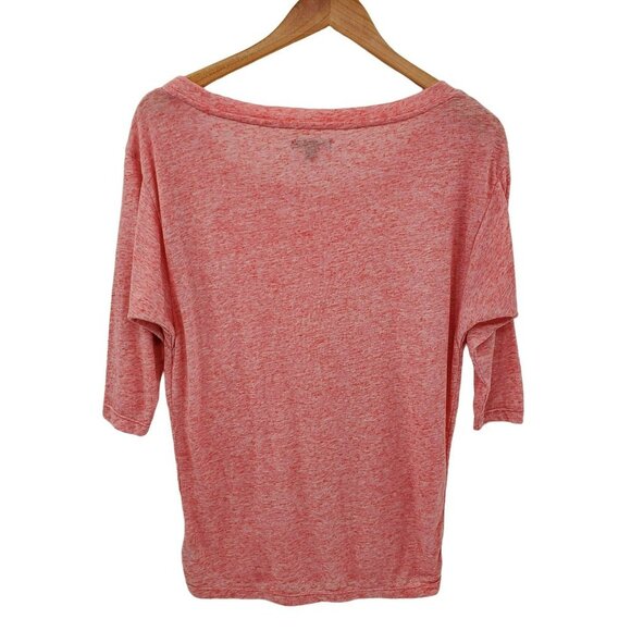 American Eagle Womens Linen Blend Scoop Neck T-Shirt Size XS Pink 3/4 Sleeve - Picture 2 of 8